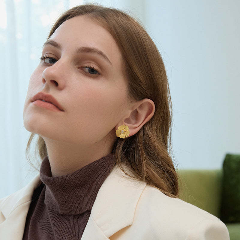 Looking for the original Midsummer Night's Dream sterling silver French new Chinese style high-end peony flower earrings-Mix MIx Style