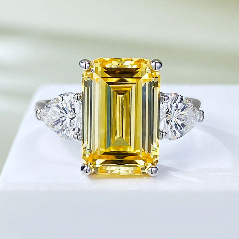 White Luxury Emerald Cut Moissanite Diamond 4ct 18k White Gold Plated Engagement Ring | Mix Mix Style-Mix MIx Style