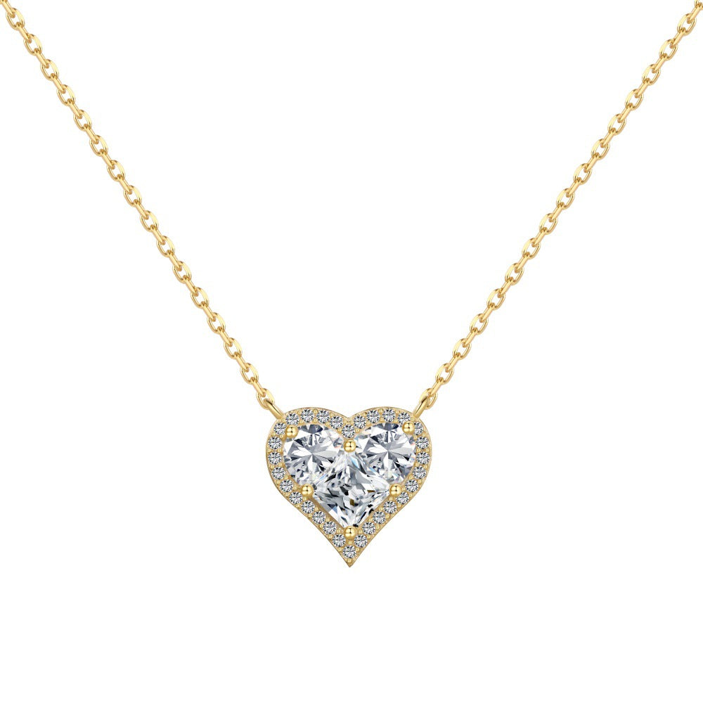 18k White Gold Plated, Moissanite Diamond  Hart-Shaped Necklace For Women-Mix MIx Style