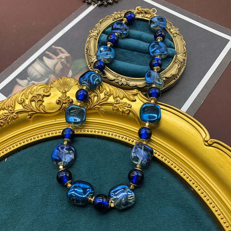 Vintage Jewelry Blue Enchantress Necklace And Earrings Set | Mix Mix Style [Hot Seller]-Mix MIx Style