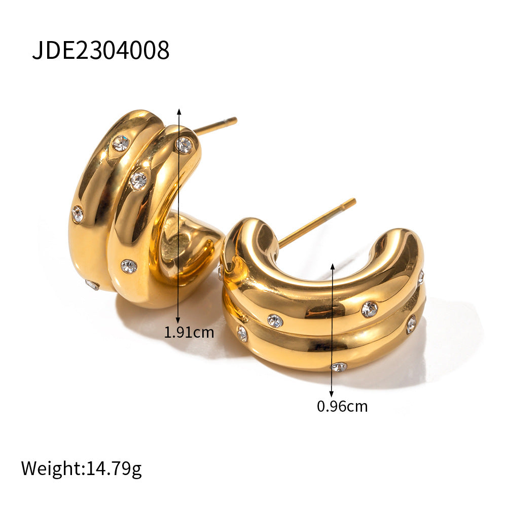 Minimalist  Trendy Chunky Elegant 18k Vermeil Gold Plated Vintage Retro Hoop Earrings | Mix Mix Style-Mix MIx Style