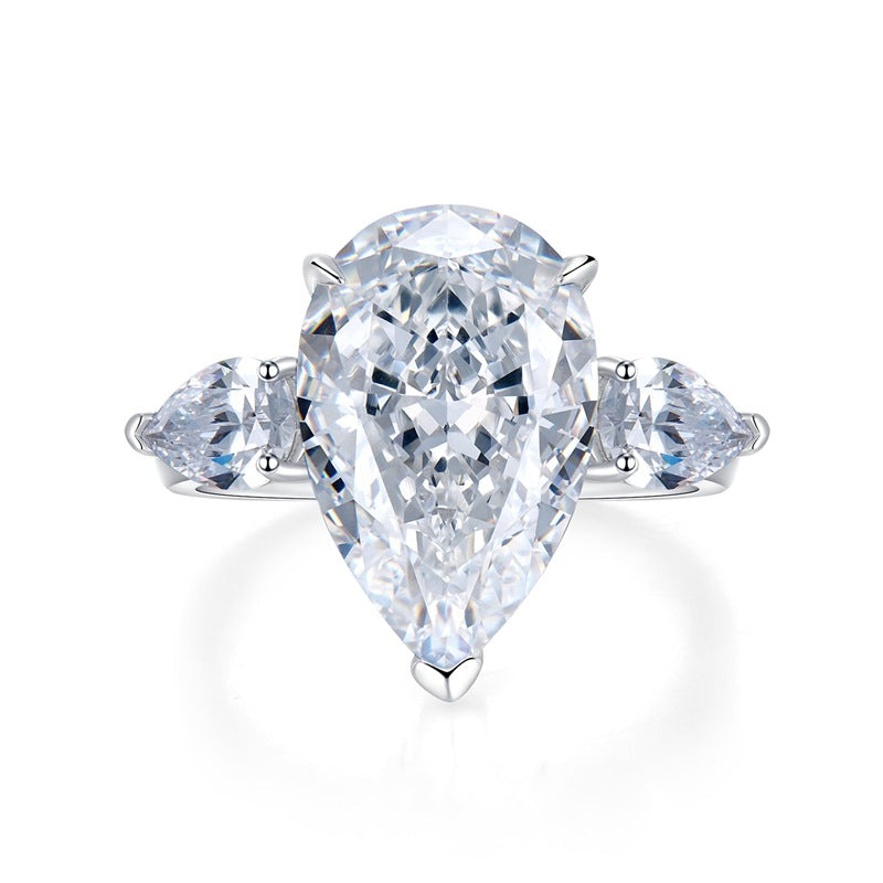 Yellow Drop Pear Cut Moissanite Diamond 5ct 18k White Gold Plated Engagement Ring | Mix Mix Style-Mix MIx Style