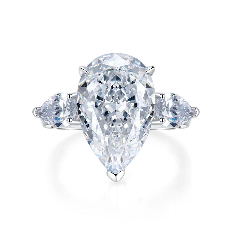 Yellow Drop Pear Cut Moissanite Diamond 5ct 18k White Gold Plated Engagement Ring | Mix Mix Style-Mix MIx Style