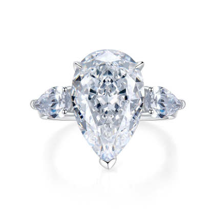 Yellow Drop Pear Cut Moissanite Diamond 5ct 18k White Gold Plated Engagement Ring | Mix Mix Style-Mix MIx Style
