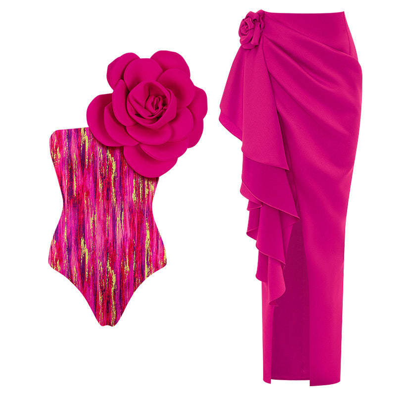 Statement Bodysuit & Swimsuit With Oversized Flower - Black | Mix Mix Style [Hot Seller]-Mix MIx Style