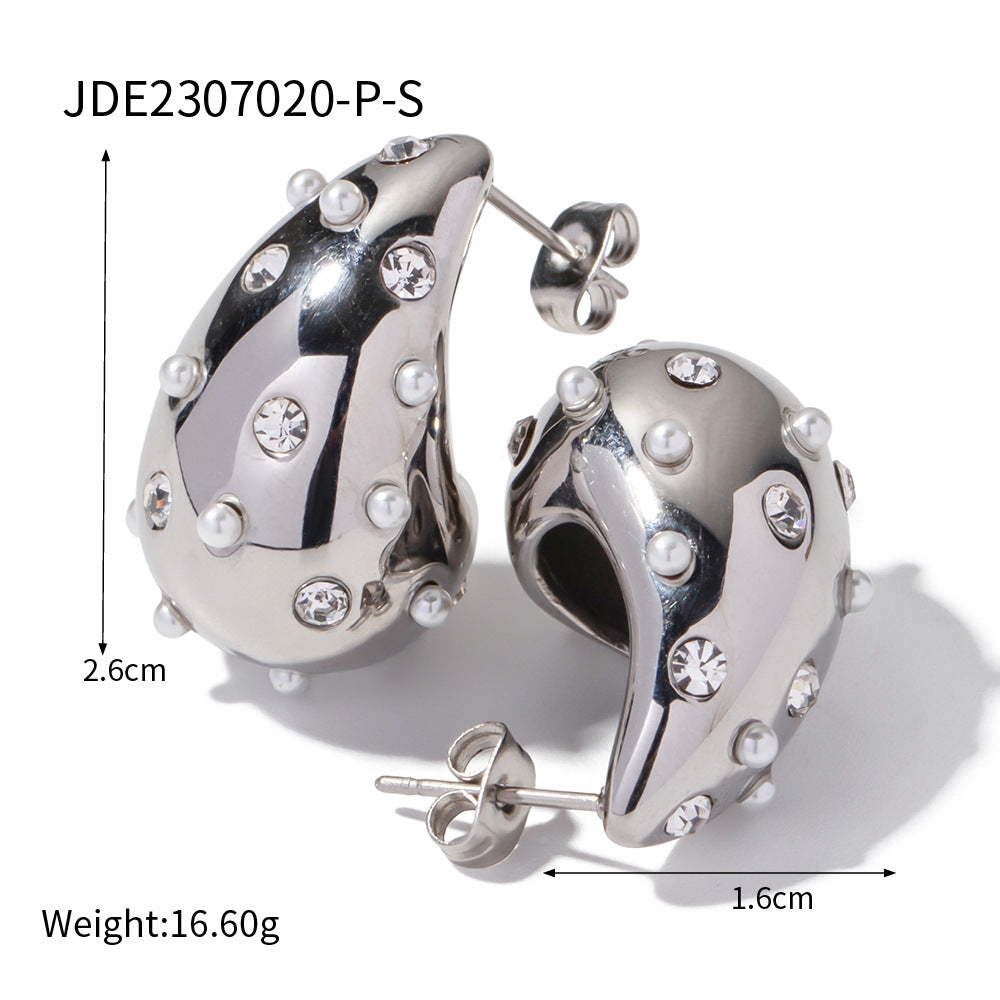 Water Drop Shaped Embellished White Moissanite Diamonds Luxury 18k Vermeil/White Gold Plated Drop Earrings | Mix Mix Style-Mix MIx Style