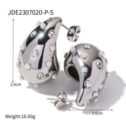 Water Drop Shaped Embellished White Moissanite Diamonds Luxury 18k Vermeil/White Gold Plated Drop Earrings | Mix Mix Style-Mix MIx Style