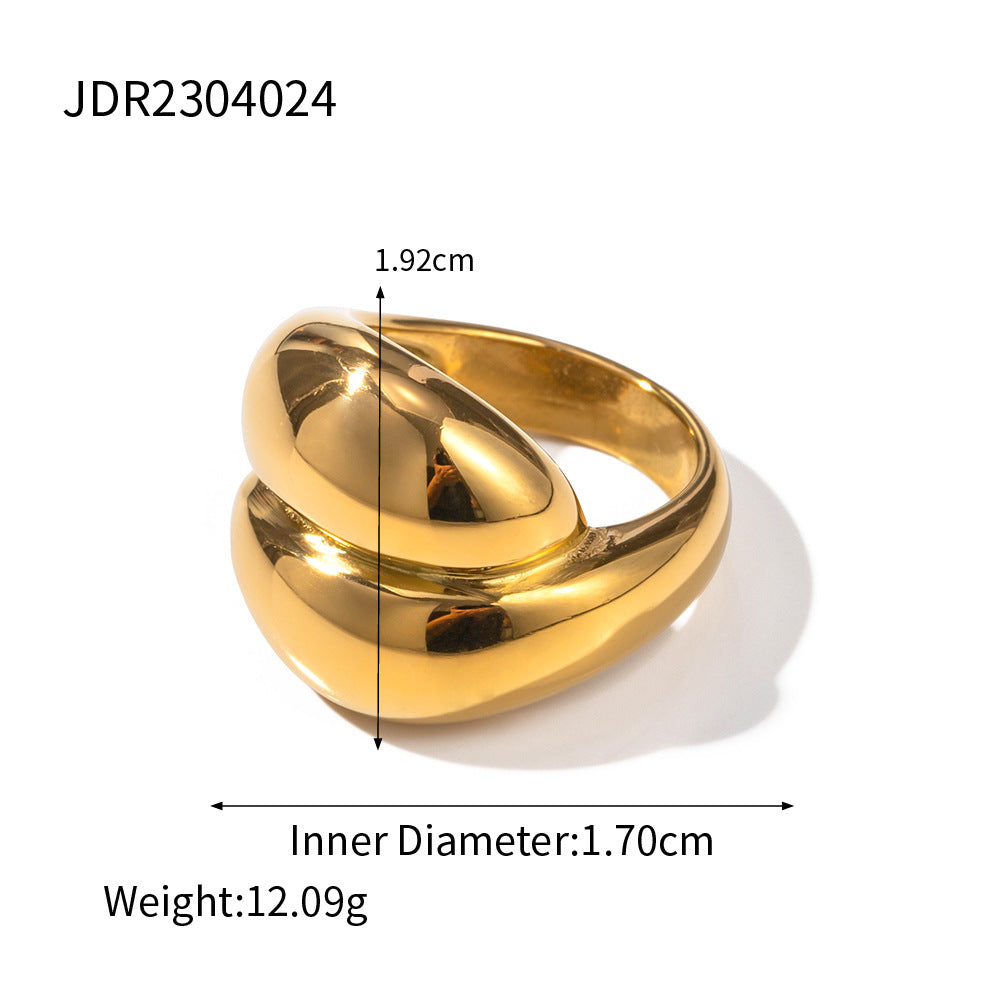 INS Internet celebrity trend 18K gold exaggerated version of stainless steel closed ring European and American light luxury high-end jewelry wholesale-Mix MIx Style