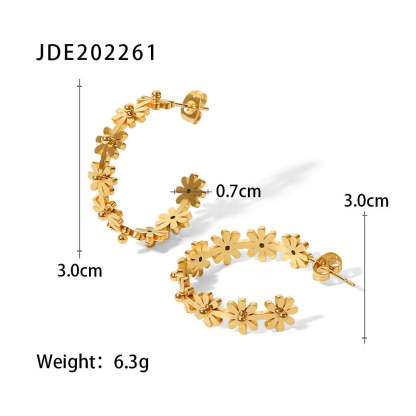 Flowers Dainty Trendy Elegant 18k Vermeil/White Gold Plated Hoop Earrings | Mix Mix Style-Mix MIx Style