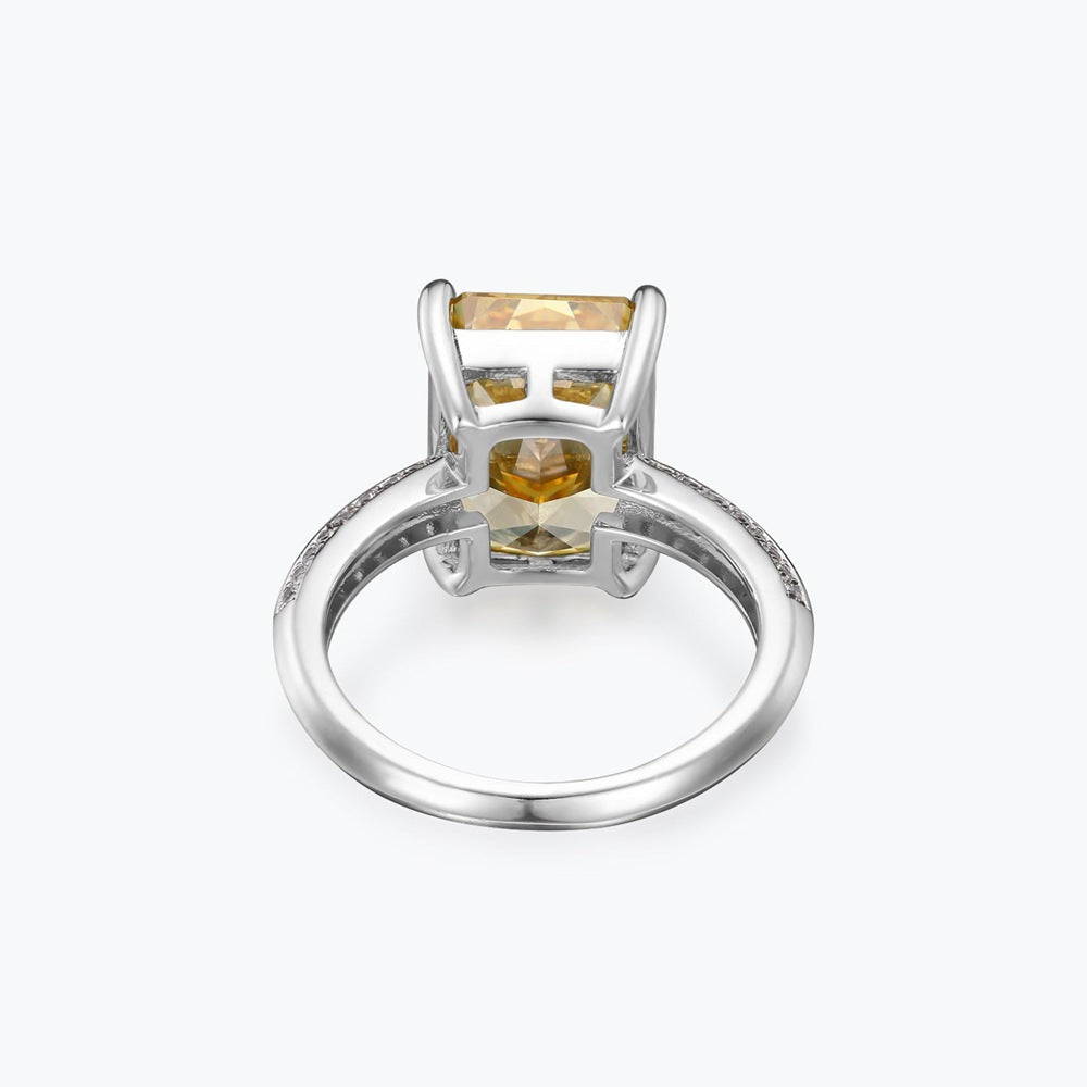 Elegant Yellow Cushion Cut Moissanite Diamond 4.5ct 18k White Gold Engagement Ring | Mix Mix Style-Mix MIx Style