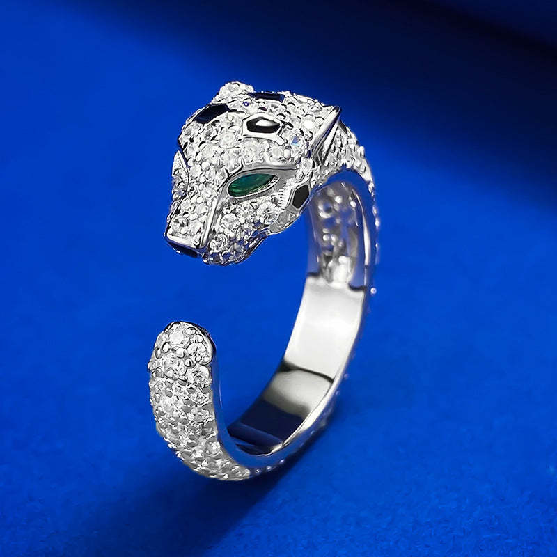 Mujing Jewelry 925 Silver Gold-plated Ring High Carbon Diamond Wood Green Jaguar Series Imitation Emerald Cheetah Ring-Mix MIx Style
