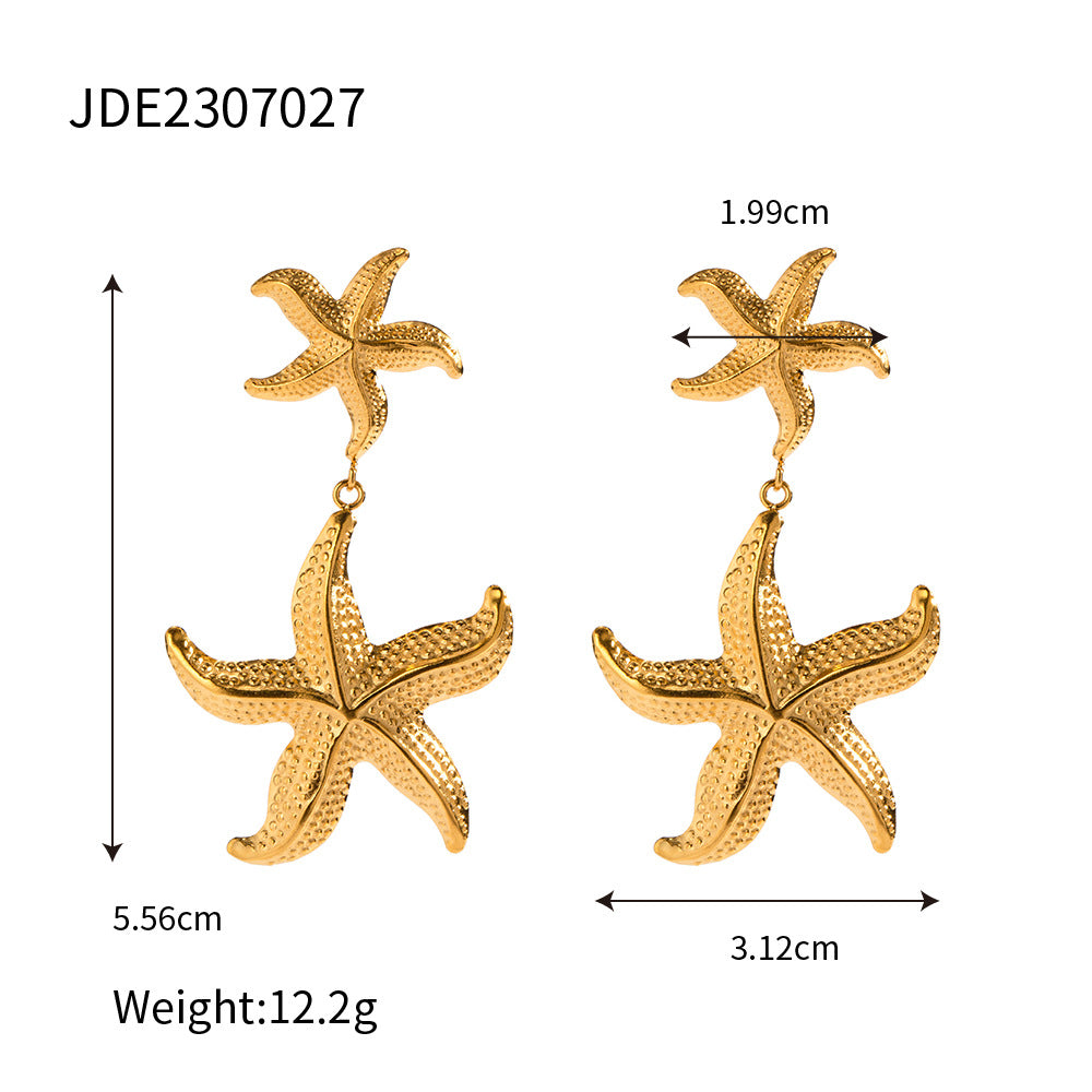 Starfish Shaped Timeless Elegant 18k Vermeil Gold Plated Drop Earrings | Mix Mix Style-Mix MIx Style