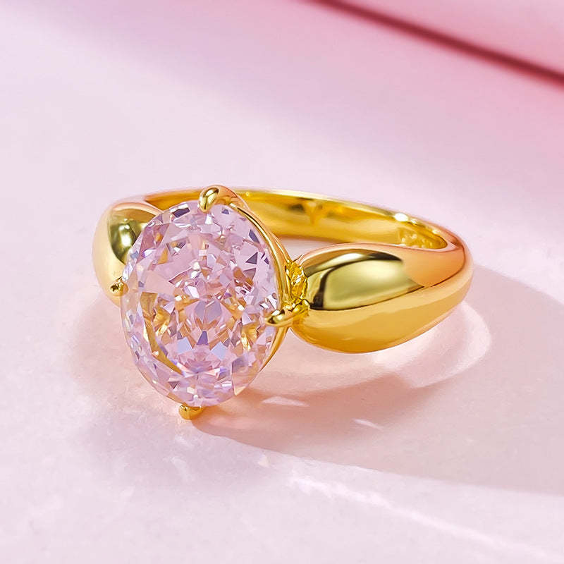 Mujing Jewelry Hot Selling New Imported High Carbon Diamond 2.5ct 8*10mm Ice Flower Cut Pink Diamond 925 Silver European and American Style Ring-Mix MIx Style
