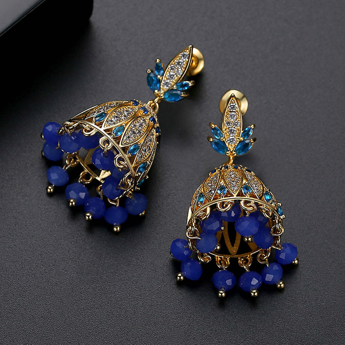 Multicolor Tassel Bell Shaped Moissanite Diamonds Luxury 18k Vermeil Gold Plated Vintage Retro Drop Earrings | Mix Mix Style-Mix MIx Style