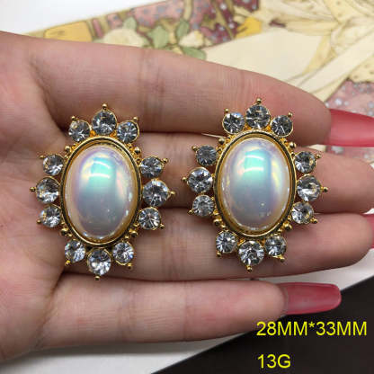 Green Flower Retro Akoya Pearls & Diamonds Luxurious 18k Gold Plated Necklace Bracelet Jewelry Set | Mix Mix Style-Mix MIx Style