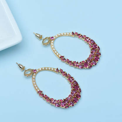 Pink - Blue - Green Dazzling Moissanite Diamonds Luxury 18k Vermeil Gold Plated Retro Drop Earrings | Mix Mix Style-Mix MIx Style