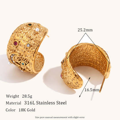 Colored Diamond Eyes Star and Moon Necklace Earrings Ring Vintage Jewelry [Hot Seller]-Mix MIx Style