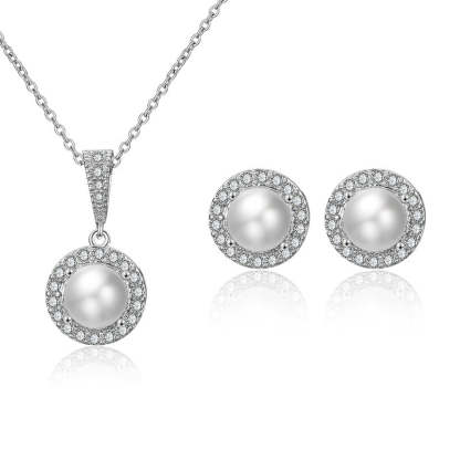 Akoya Pearl and Diamonds 18k Gold Plated Necklace Earrings Set Mix Mix Style [Hot Seller]-Mix MIx Style