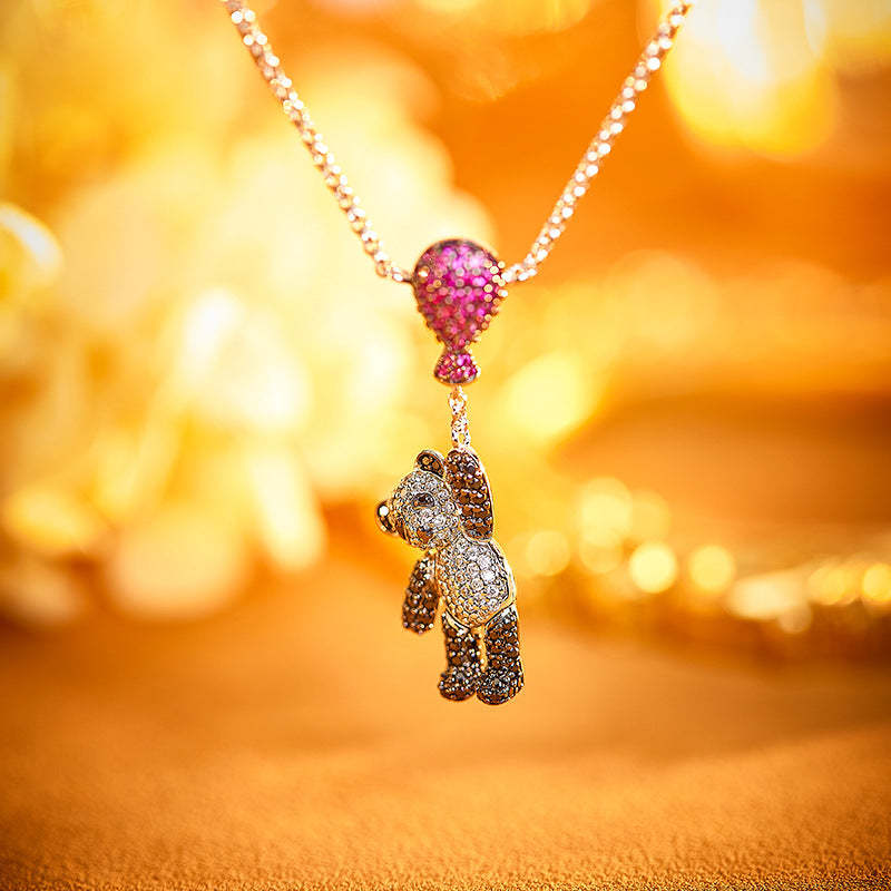 Chinese style new balloon bear necklace gold-plated panda pendant fashion creative pull-out adjustable women's clavicle chain-Mix MIx Style
