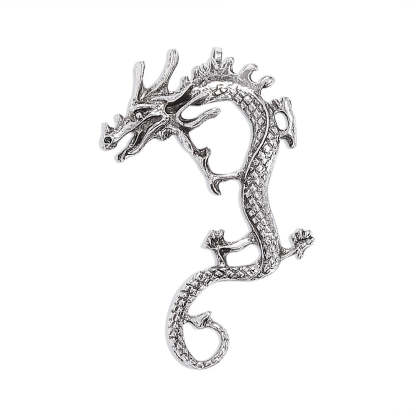 Dragon - Rose Motive Moissanite Diamonds 18k White Gold Plated Ear Crawler Earrings | Mix Mix Style-Mix MIx Style