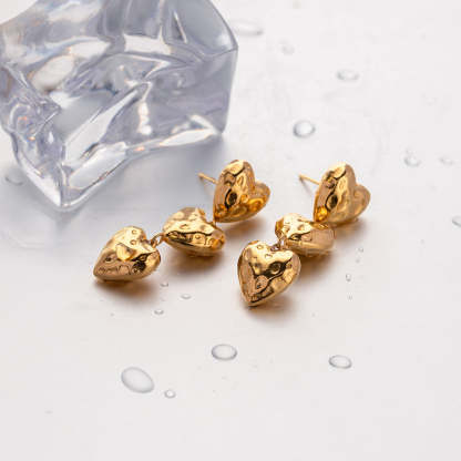 Chain of Hearts Trendy Elegant 18k Vermeil Gold Plated Drop Earrings | Mix Mix Style-Mix MIx Style