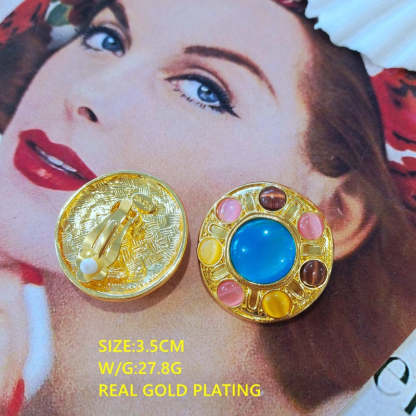 Retro Circle Half-ball Timeless Akoya Pearl Elegant 18k Vermeil Gold Plated Stud Earrings | Mix Mix Style-Mix MIx Style