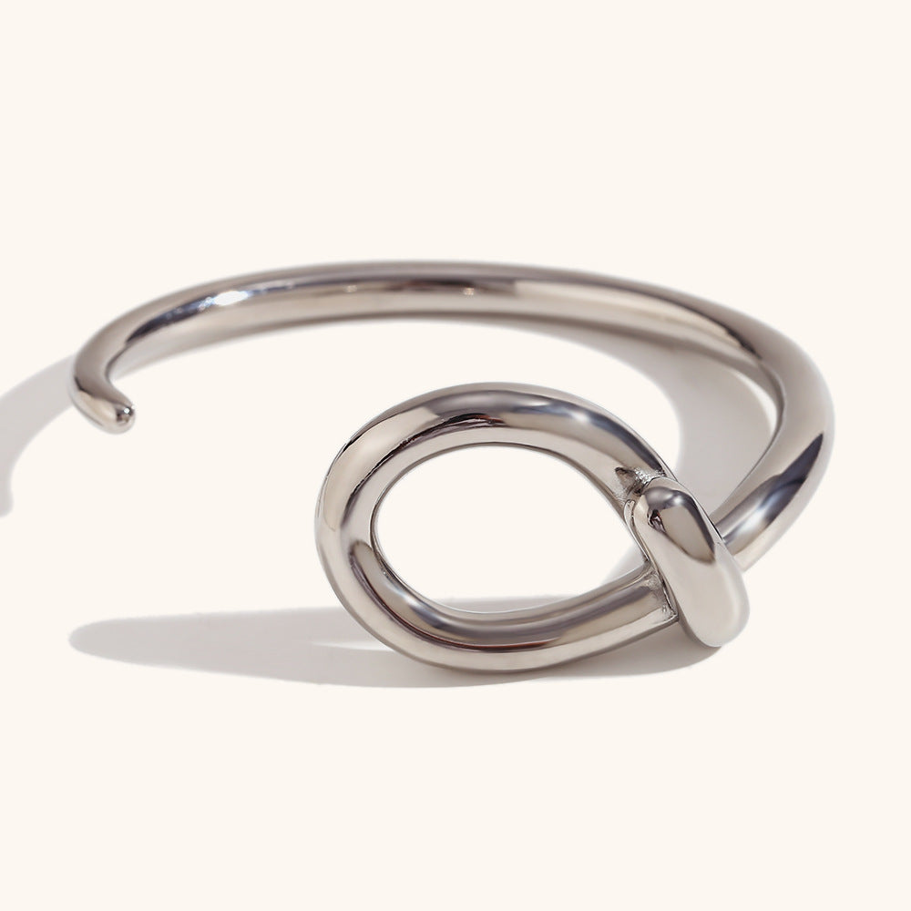 European and American cross-border hot sale wire wound hollow water drop open bracelet stainless steel plated 18K gold fashion personality hand jewelry-Mix MIx Style