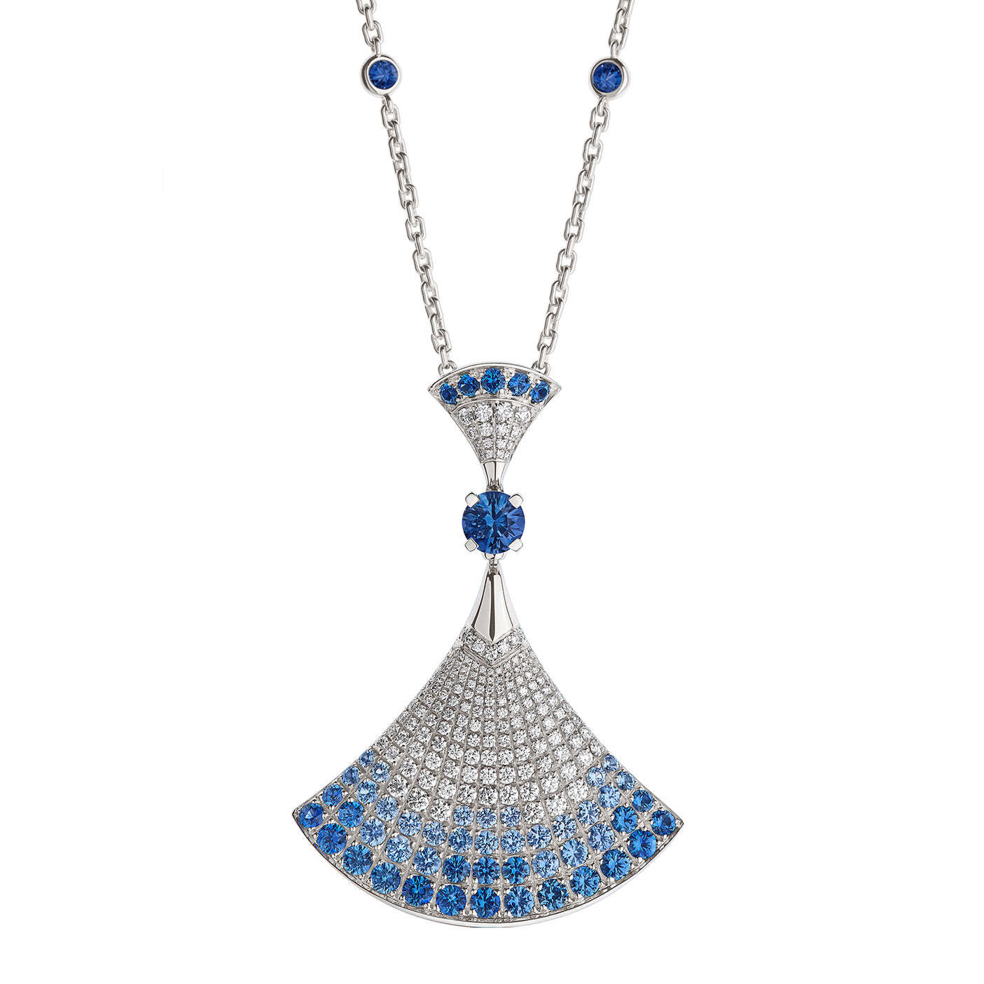 The pendant and necklace are both 925 silver gold-plated high carbon diamond royal blue/fan high pearl series/large fan sapphire necklace-Mix MIx Style