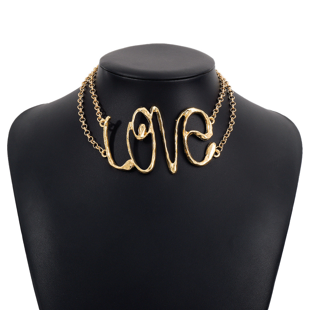Love Vintage Exaggerated Letters Pendant Luxury 18k Vermeil Gold Plated Choker Necklace Jewelry | Mix Mix Style-Mix MIx Style