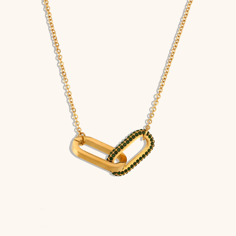 Love Retro Joined Pendant Black Diamonds Luxury Chain 18k Vermeil Gold Plated Necklace Jewelry | Mix Mix Style-Mix MIx Style