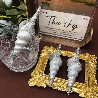 Seashell Silver Vintage Classic Diamonds Luxury 18k Gold Plated Brooch & Earrings Jewelry Set | Mix Mix Style-Mix MIx Style