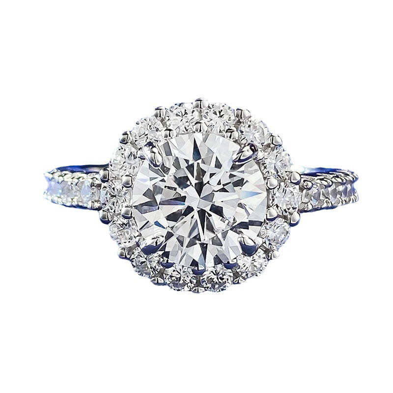 White Round Cut Moissanite Diamond 3ct 18k White Gold Luxury Engagement Ring | Mix Mix Style-Mix MIx Style