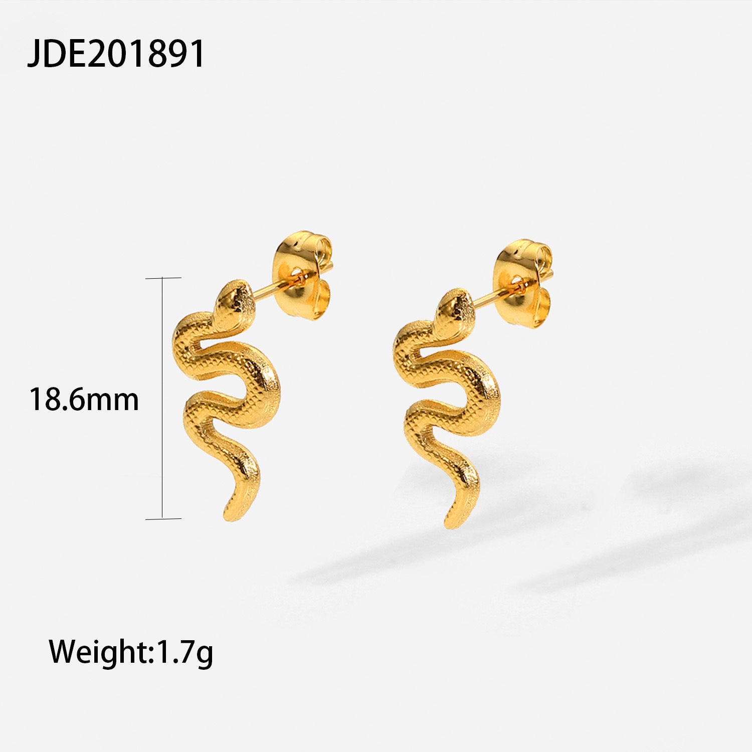 Snake Shaped Trendy Luxury 18k Vermeil Gold Plated Vintage Retro Stud Earrings | Mix Mix Style-Mix MIx Style
