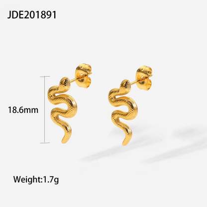 Snake Shaped Trendy Luxury 18k Vermeil Gold Plated Vintage Retro Stud Earrings | Mix Mix Style-Mix MIx Style