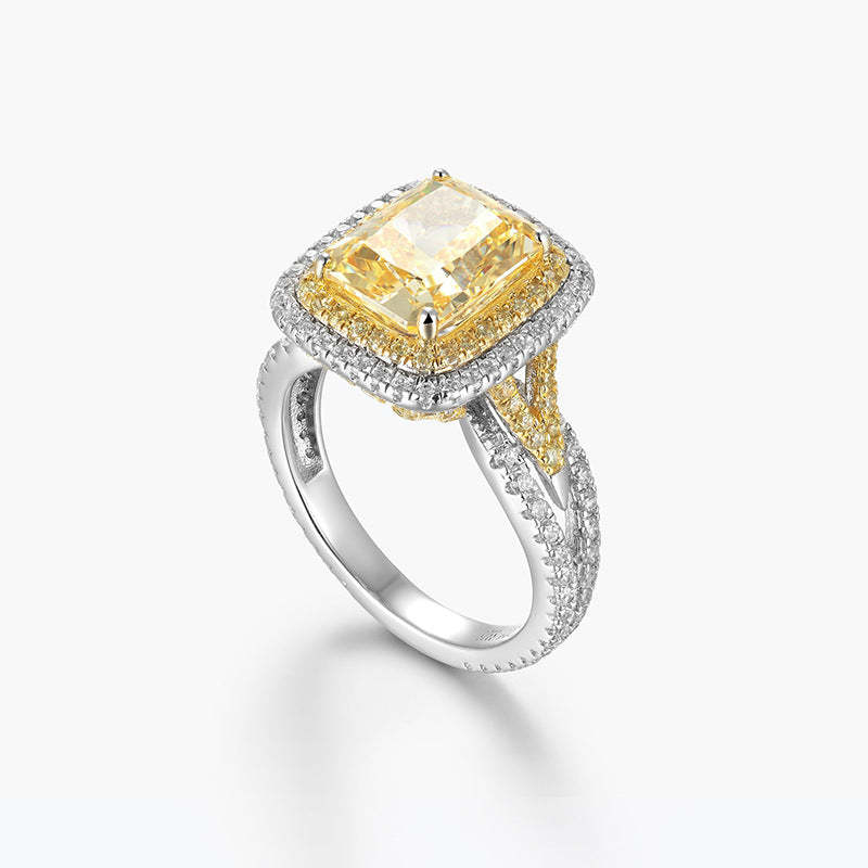 Yellow Luxury Cushion Cut Moissanite Diamond 5ct 18k White Gold Engagement Ring | Mix Mix Style-Mix MIx Style