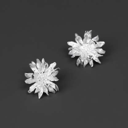 Looking for original Sunshine Dancer sterling silver gerbera aden light luxury literary high-end flower earrings-Mix MIx Style