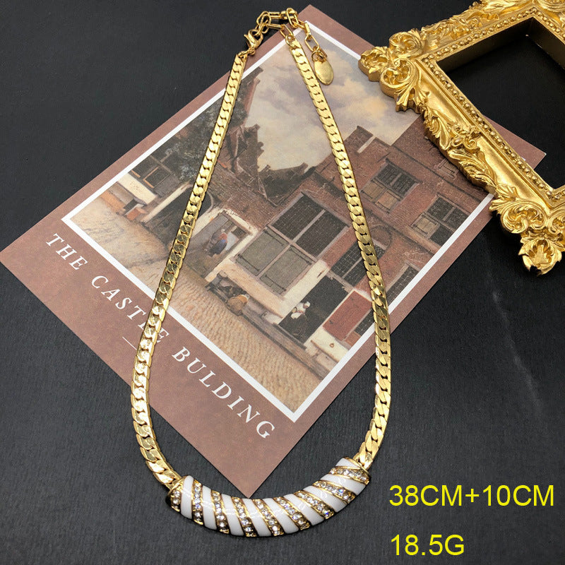 Golden Vintage Retro Pendant Akoya Pearls & Diamonds Luxury 18k Vermeil Gold Plated Necklace Jewelry | Mix Mix Style-Mix MIx Style