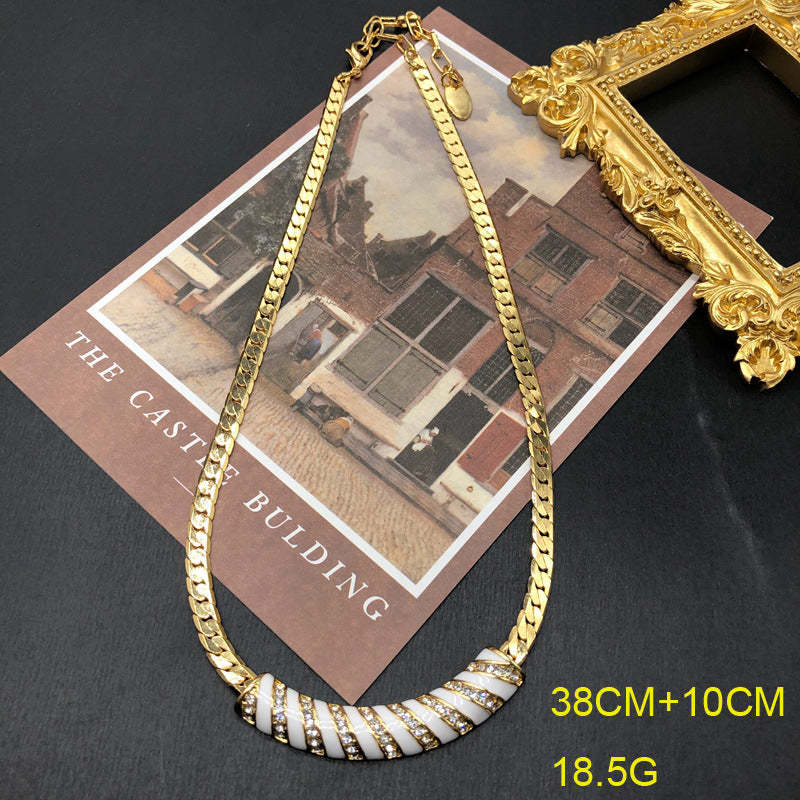 Golden Vintage Retro Pendant Akoya Pearls & Diamonds Luxury 18k Vermeil Gold Plated Necklace Jewelry | Mix Mix Style-Mix MIx Style