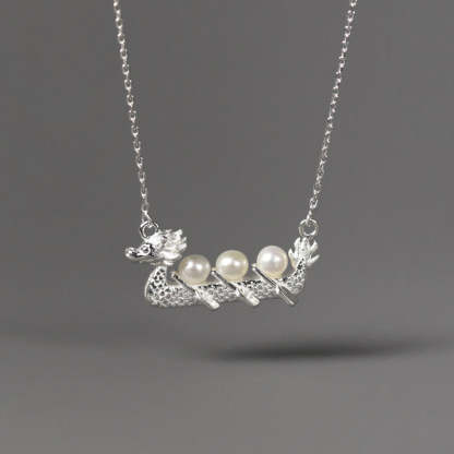 Vintage Golden Dragon Pendant Akoya Pearls Luxury 18k Gold Plated Necklace Jewelry | Mix Mix Style-Mix MIx Style