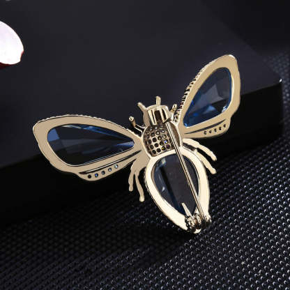 Zircon Austrian crystal women's high-end suit corsage simple silk scarf buckle coat accessories small bee pin brooch-Mix MIx Style