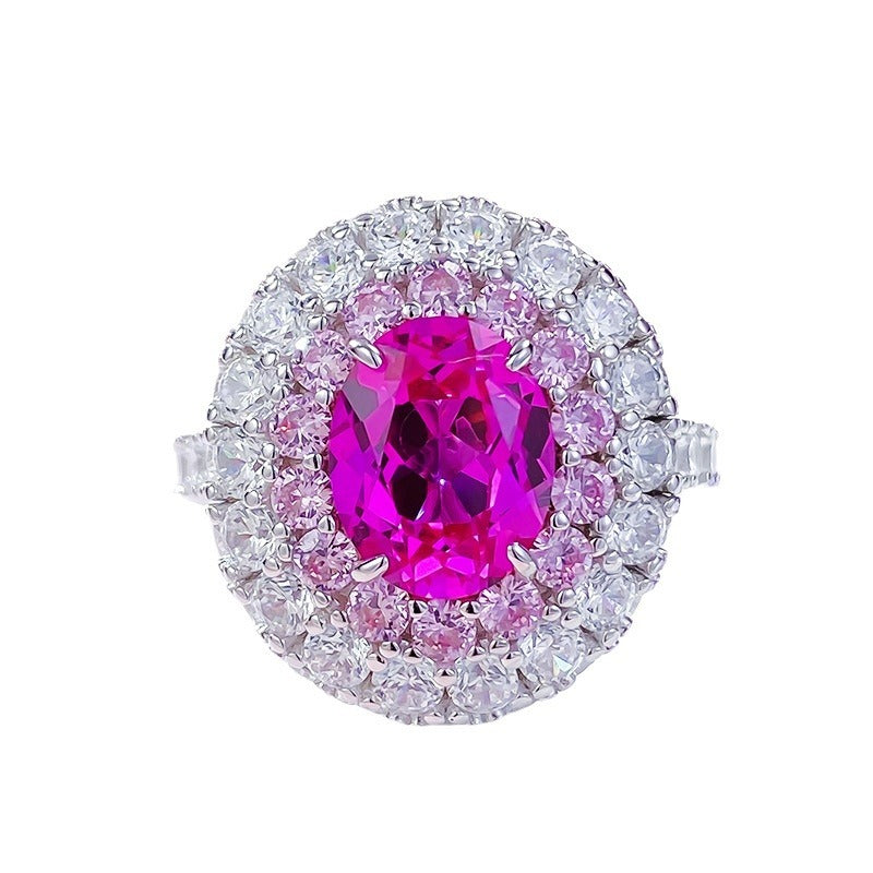 Pink Exquisite Oval Cut Moissanite Diamonds 3ct 18k White Gold Plated Engagement Ring | Mix Mix Style-Mix MIx Style