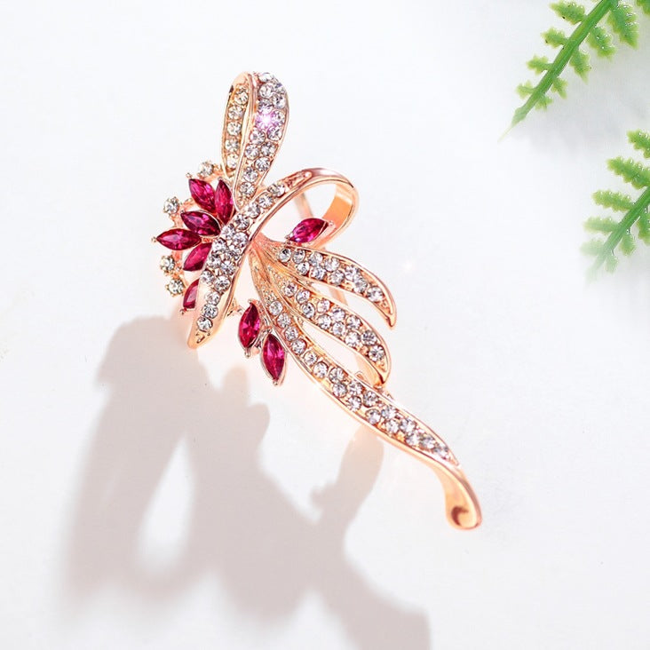 Rose gold brooch with diamond flowers, retro, simple and temperamental clothing, versatile and ladylike [three pieces free shipping]-Mix MIx Style