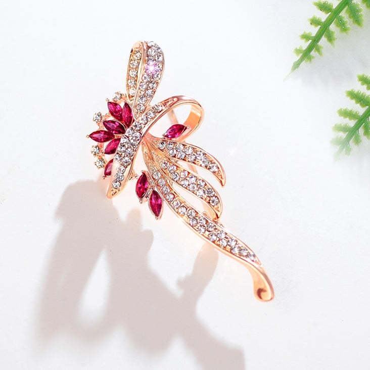 Rose gold brooch with diamond flowers, retro, simple and temperamental clothing, versatile and ladylike [three pieces free shipping]-Mix MIx Style