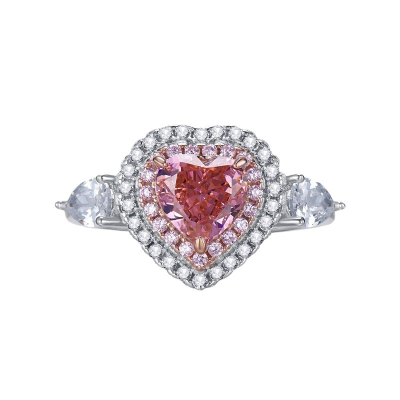 Pink Fashion Heart Cut Moissanite Diamond 3ct 18k White Gold Love Engagement Ring | Mix Mix Style-Mix MIx Style