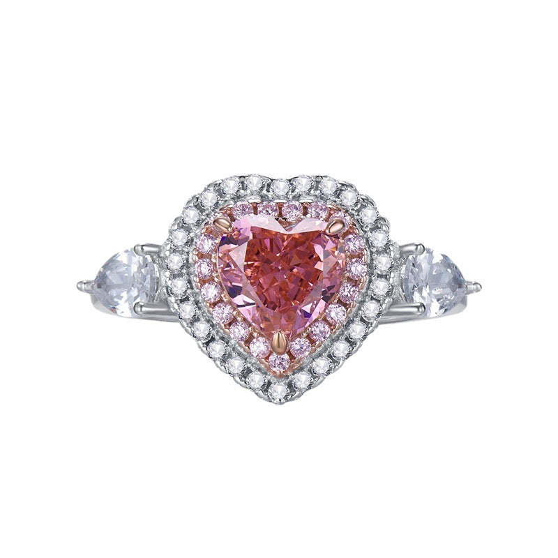 Pink Fashion Heart Cut Moissanite Diamond 3ct 18k White Gold Love Engagement Ring | Mix Mix Style-Mix MIx Style