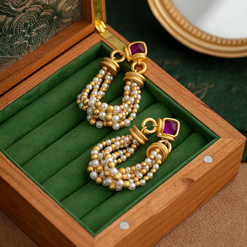 Pearl tassel earrings for women niche fashion creative design earrings 925 silver needle temperament high-end ear jewelry-Mix MIx Style