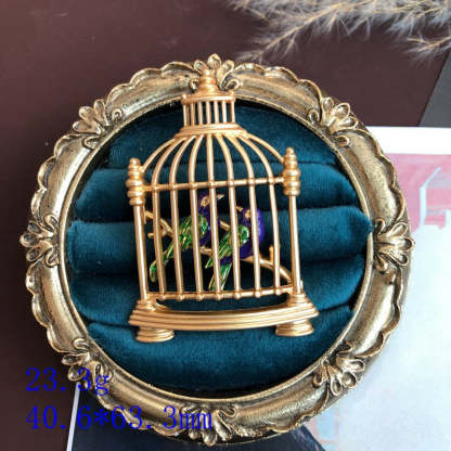 Retro palace style electroplated gold accessories, violin, plain gold, goldfish, diamond, birdcage, umbrella brooch-Mix MIx Style