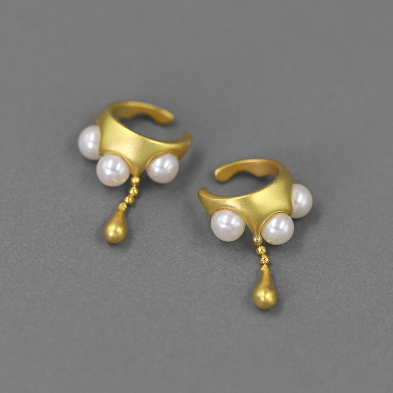 Looking for original design water-shaped S925 sterling silver smart water drop earrings with pearls ear bone clips for those without pierced ears-Mix MIx Style