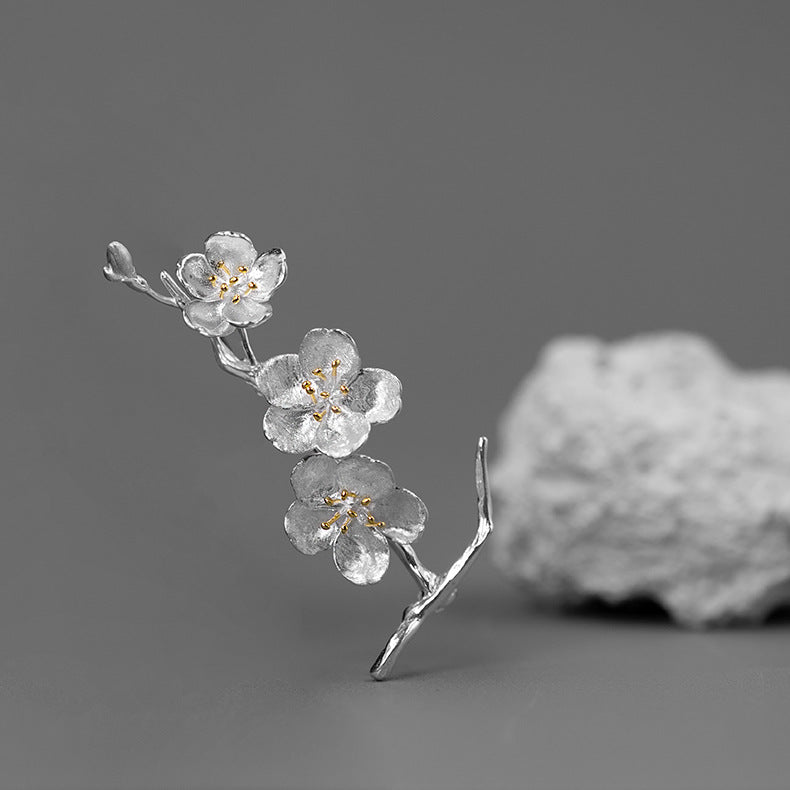Looking for original silver jewelry Sakura Season S925 sterling silver corsage women's fresh and elegant flower brooch wholesale-Mix MIx Style