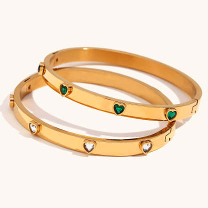 European and American cross-border hot sale heart-shaped zircon buckle bracelet stainless steel plated 18K gold simple and versatile light luxury hand jewelry-Mix MIx Style
